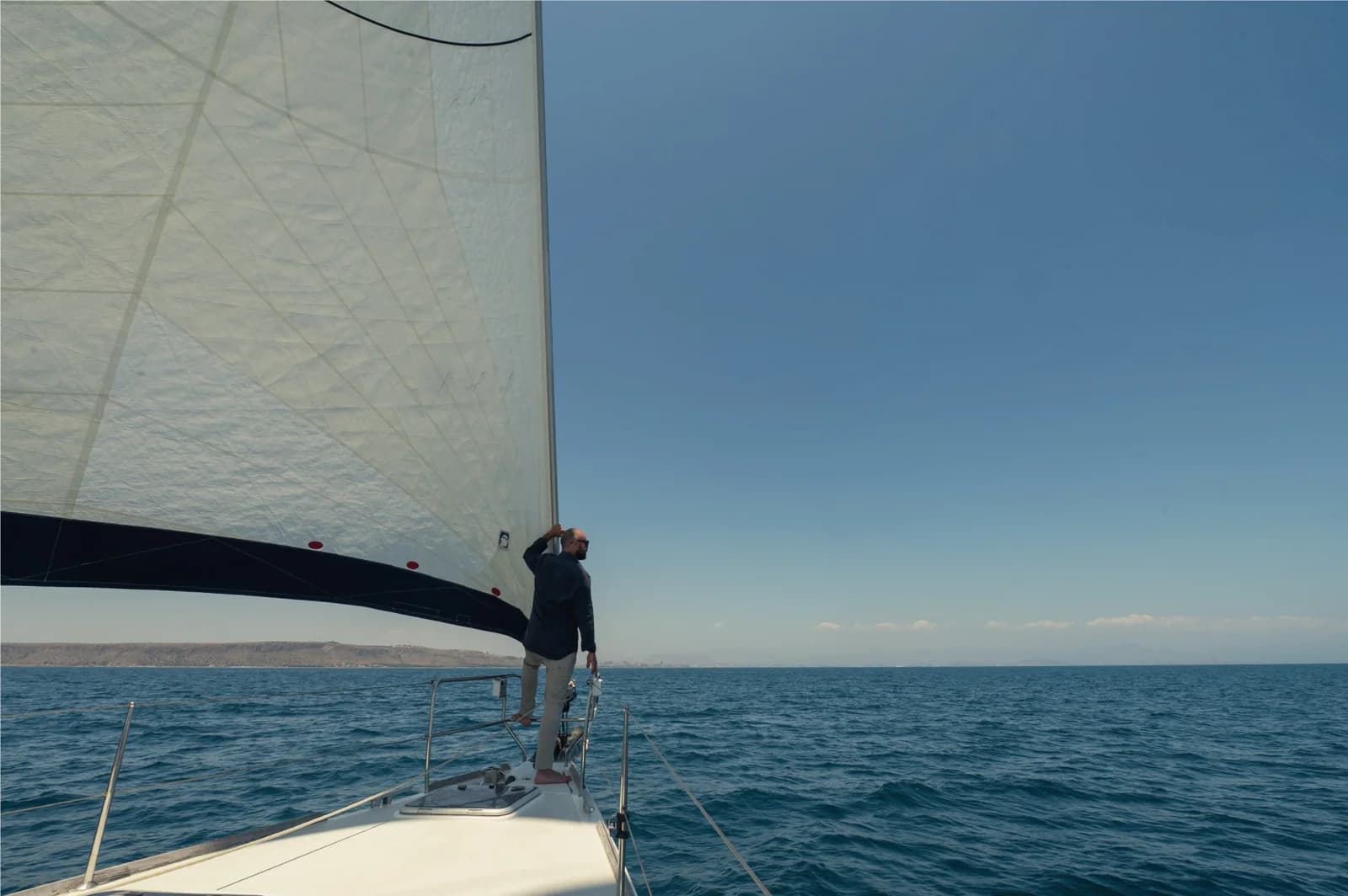 Candela sailing yacht underway between Santa Pola and Tabarca with sails raised